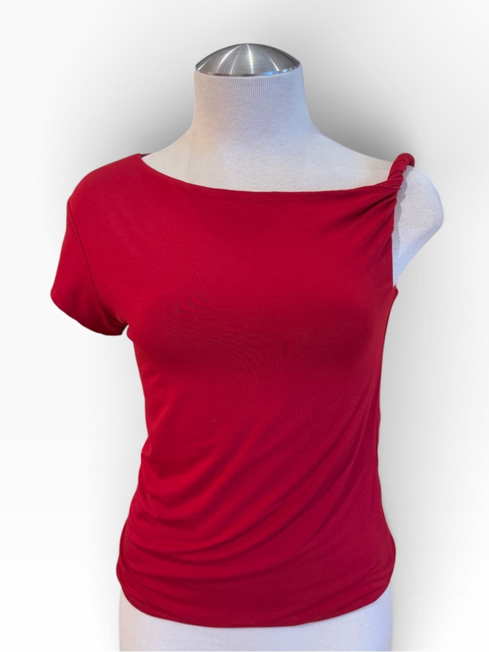 Women’s Red One-Shoulder Short Sleeve Tee